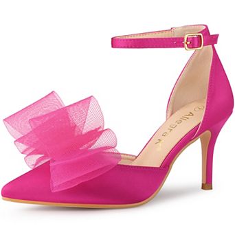 Women's Bow Tie Ankle Strap Stiletto High Heels Pumps