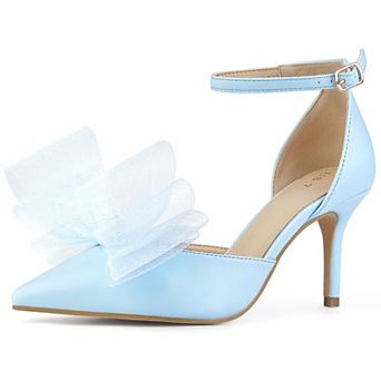 Women's Bow Tie Ankle Strap Stiletto High Heels Pumps