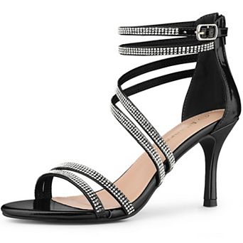 Women's Ankle Strap Rhinestone Stiletto Heeled Sandals