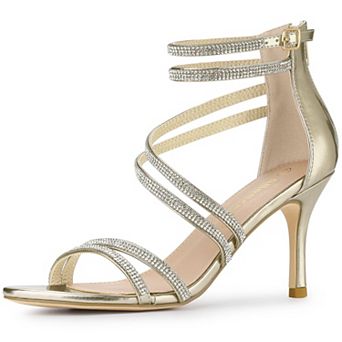 Women's Ankle Strap Rhinestone Stiletto Heeled Sandals