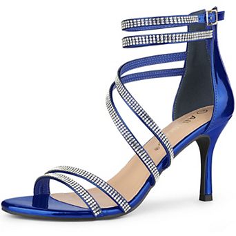 Women's Ankle Strap Rhinestone Stiletto Heeled Sandals