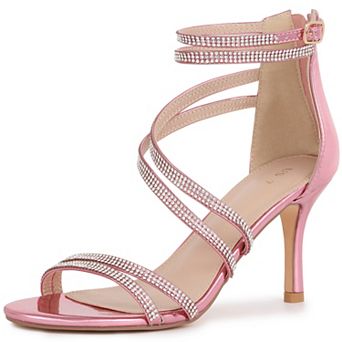 Women's Ankle Strap Rhinestone Stiletto Heeled Sandals