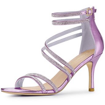 Women's Ankle Strap Rhinestone Stiletto Heeled Sandals