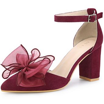 Women's Bow Heels Closed Toe Chunky Heel Pumps Sandals