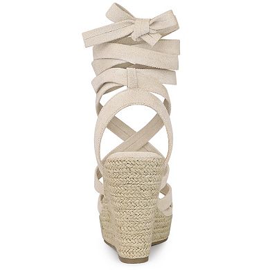 Women's Espadrilles Platform Heels Lace Up Wedge Sandals