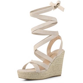 Women's Espadrilles Platform Heels Lace Up Wedge Sandals