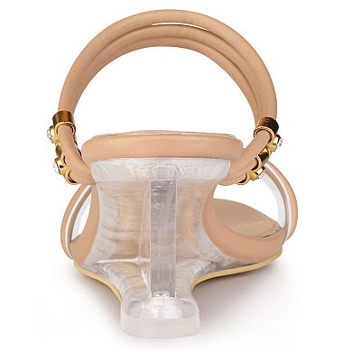 Women's Clear Glass Heel Slide Wedge Heel Wedge Sandals