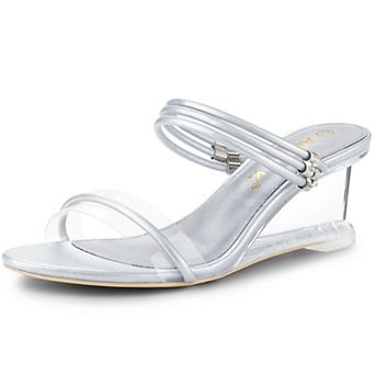 Women's Clear Glass Heel Slide Wedge Heel Wedge Sandals