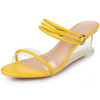 Women's Clear Glass Heel Slide Wedge Heel Wedge Sandals