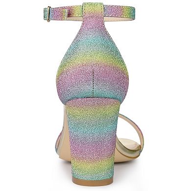 Women's Gradient Glitter Heels Chunky Heels Sandals