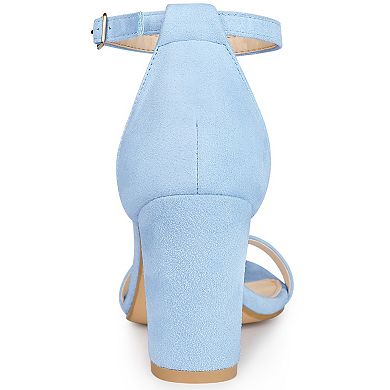 Women's Buckle Ankle Strap High Chunky Heels Sandals