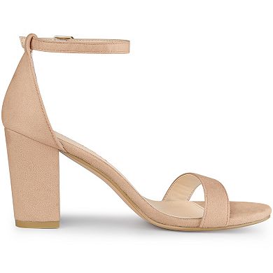 Women's Buckle Ankle Strap High Chunky Heels Sandals