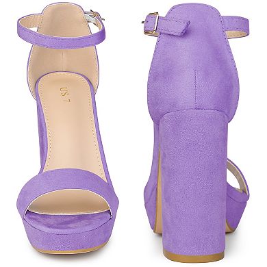 Platform High Heels Ankle Buckle Strap Chunky Heel Sandals for Women