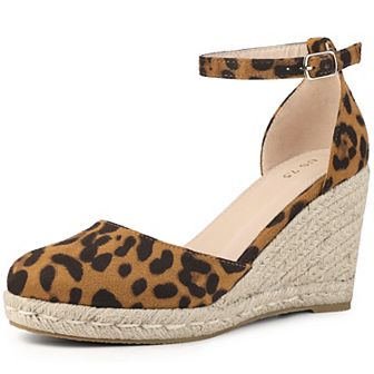 Platform Espadrilles Closed Toe Floral Wedge Heel Sandals Wedges for Women
