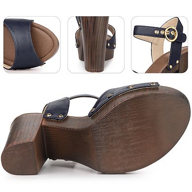 Platform Heels Slingback Chunky High Heel Sandals for Women