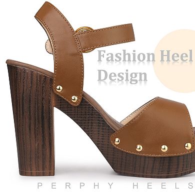Platform Heels Slingback Chunky High Heel Sandals for Women