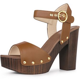 Platform Heels Slingback Chunky High Heel Sandals for Women