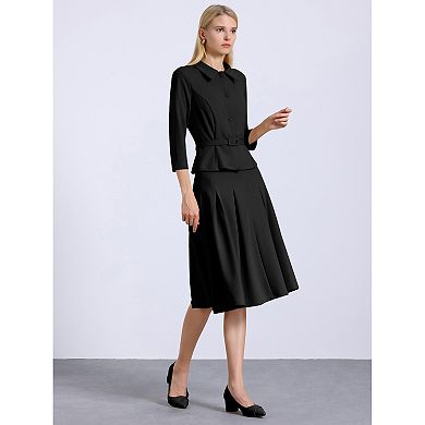 Pointy Toe Slip on Chunky Heel Pumps for Women