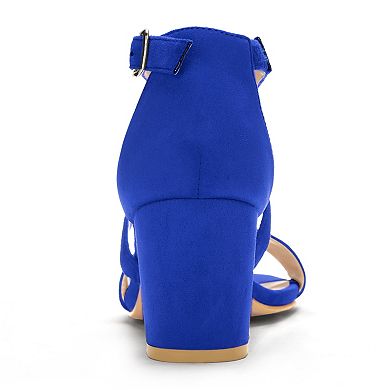 Women's Crisscross Ankle Strap Block Heels