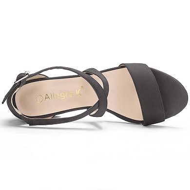 Women's Crisscross Ankle Strap Block Heels