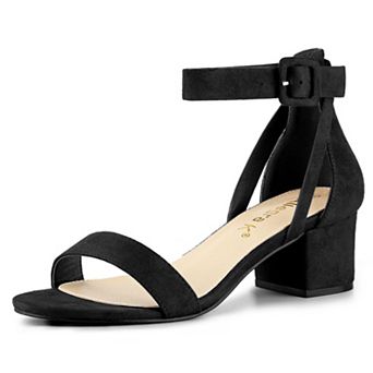 Women's Ankle Strap Block Low Heel Sandals with Open Toe and Adjustable Buckle