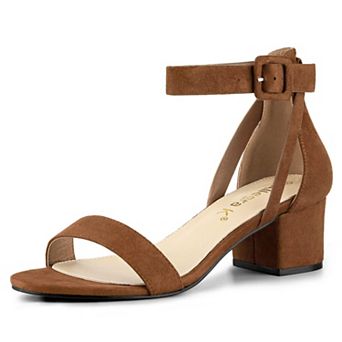 Women's Ankle Strap Block Low Heel Sandals with Open Toe and Adjustable Buckle