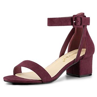 Women's Ankle Strap Block Low Heel Sandals with Open Toe and Adjustable Buckle