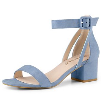 Women's Ankle Strap Block Low Heel Sandals with Open Toe and Adjustable Buckle