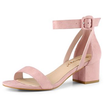 Women's Ankle Strap Block Low Heel Sandals with Open Toe and Adjustable Buckle