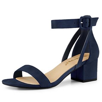 Women's Ankle Strap Block Low Heel Sandals with Open Toe and Adjustable Buckle