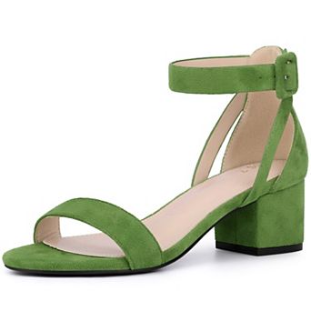 Women's Ankle Strap Block Low Heel Sandals with Open Toe and Adjustable Buckle