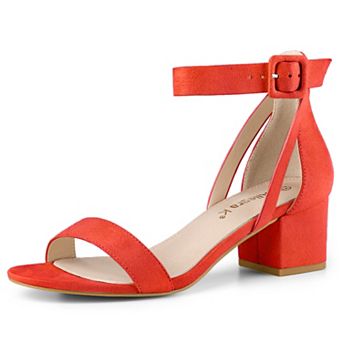 Women's Ankle Strap Block Low Heel Sandals with Open Toe and Adjustable Buckle