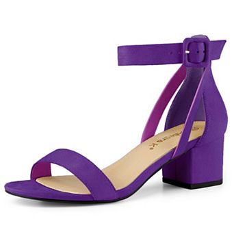 Women's Ankle Strap Block Low Heel Sandals with Open Toe and Adjustable Buckle