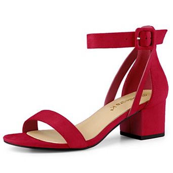 Women's Ankle Strap Block Low Heel Sandals with Open Toe and Adjustable Buckle