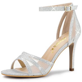 Women's Glitter Ankle Strap Stiletto Heels Sandals