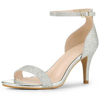Glitter Ankle Strap Stiletto Heeled Sandals for Women