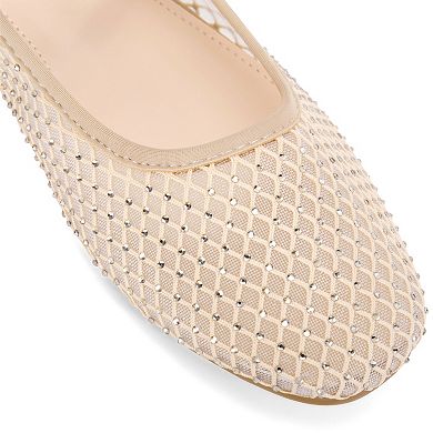 Rhinestone Breathable Mesh Ballet Flats Pumps for Women