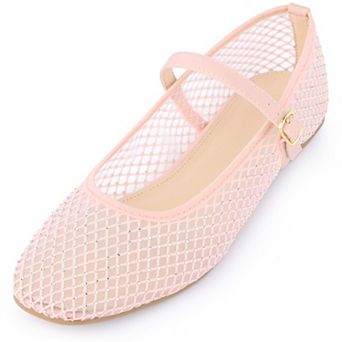 Rhinestone Breathable Mesh Ballet Flats Pumps for Women
