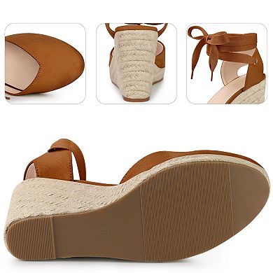 Espadrille Platform Wedge Heel Lace Up Sandals for Women