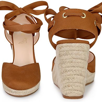 Espadrille Platform Wedge Heel Lace Up Sandals for Women