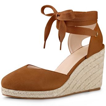 Espadrille Platform Wedge Heel Lace Up Sandals for Women