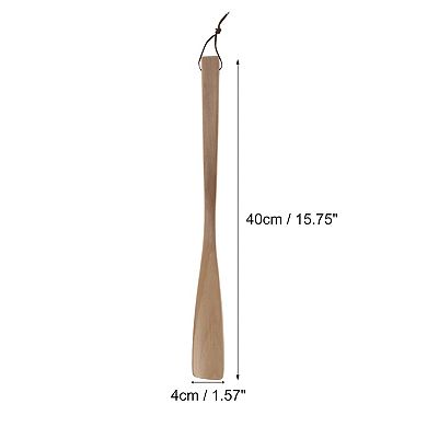 Long Handle Square Head Hangable Shoe Horn for Shoe 15.75"x1.57" Wood Color 1 Pc