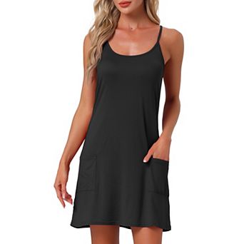 Womens Nightgowns Sleeveless Sleepwear Racerback Sleep Shirts Chemise Night Shirts with Pockets