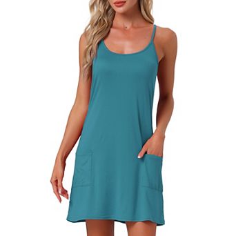 Womens Nightgowns Sleeveless Sleepwear Racerback Sleep Shirts Chemise Night Shirts with Pockets