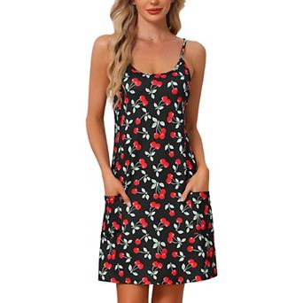 Women's Nightgowns Sleeveless Sleepwear Racerback Sleep Shirts Chemise Night Shirts with Pockets