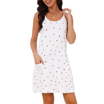 Women's Nightgowns Sleeveless Sleepwear Racerback Sleep Shirts Chemise Night Shirts with Pockets