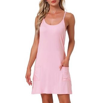 Womens Nightgowns Sleeveless Sleepwear Racerback Sleep Shirts Chemise Night Shirts with Pockets