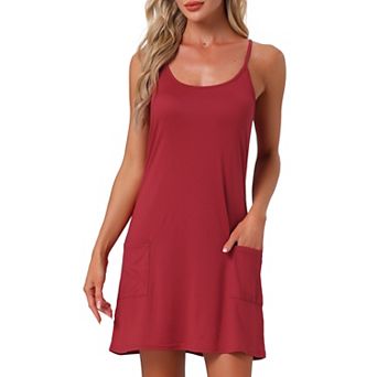 Womens Nightgowns Sleeveless Sleepwear Racerback Sleep Shirts Chemise Night Shirts with Pockets