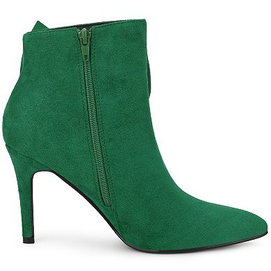 Women's Pointy Toe Bow Stiletto Heel Ankle Boots