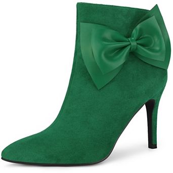 Women's Pointy Toe Bow Stiletto Heel Ankle Boots